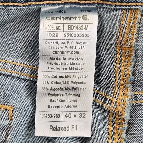 Carhartt Holter Jeans Men's 40x32 Relaxed Straight Leg Blue Stretch NWT BD1483-M - Picture 14 of 16